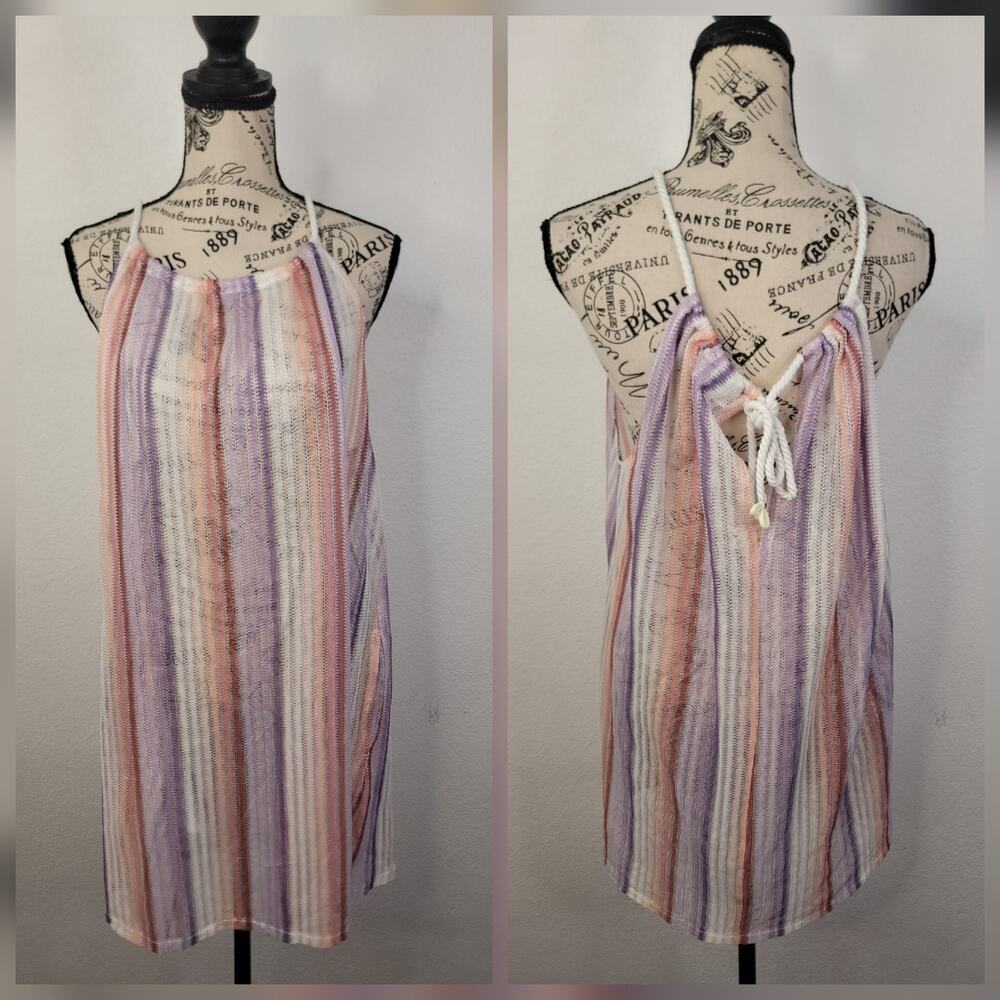 "Haute Hippie" Crochet Mini Dress/Beach Cover-up Boho Rope Strap Size XL Pockets